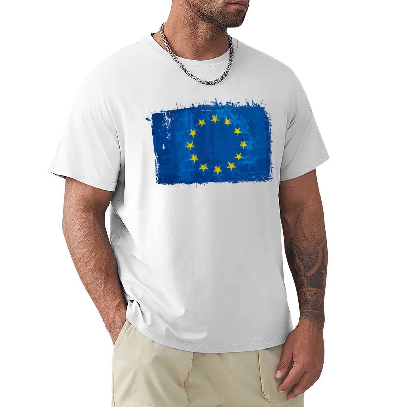 Vintage Flag Of The European Union Europe Eu Official Flag Tshirt Big Size Daily Wear Tshirt S