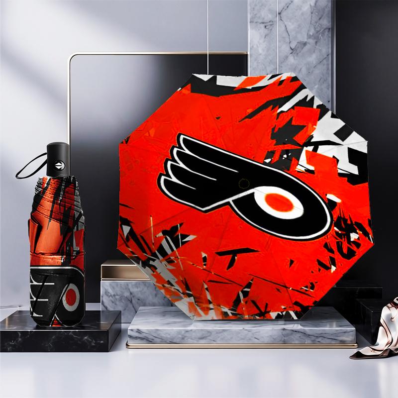Flyers Hockey Logo Art Umbrella Folding umbrella, automatic umbrella 8-Frame for Travel, camping Use Gift for Halloween Christmas