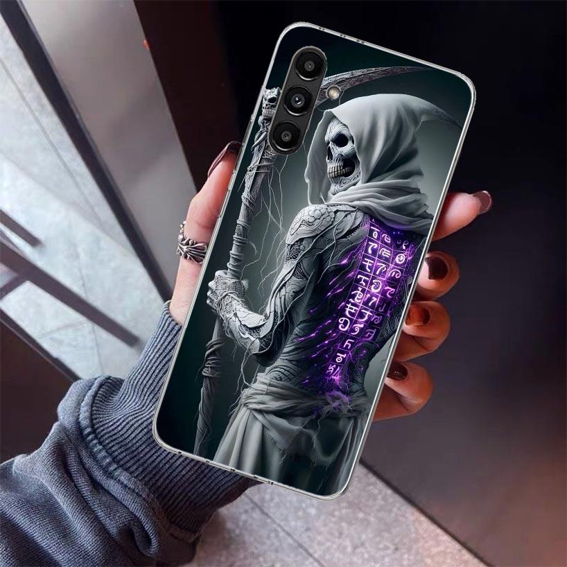 Death Grim Reaper Skull Scythe Phone Case For Samsung Galaxy A17 A57 A37 A16 A26 A36 A56 A15 A25 A35 A55 A14 A13 A54 A53 A34 A24