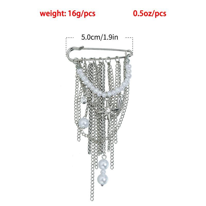 Elegante Perlenketten Quastenbrosche Mode Damen Kleidung Dekor Accessoires Schmucknadel Hosen Taillenverstellstifte Taschenanhänger Geschenke
