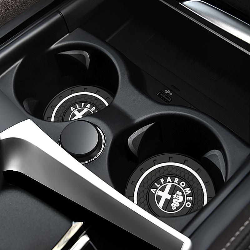 UZTG9 Car Cup Holder Coaster Non Slip Pad Mat Interior Decor Accessorie For Alfa Romeo Giulia Stelvio Giulietta 156 159 147 Mito