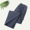 Men Long Pants Adjustable Drawstring Elastic Waist Casual Trousers with Pockets