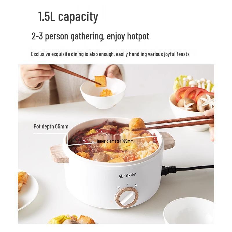 Multifunctional Electric Hot Pot: 1-2 Person Non-Stick Ceramic Glaze for Dorm Cooking and Quick Noodles.