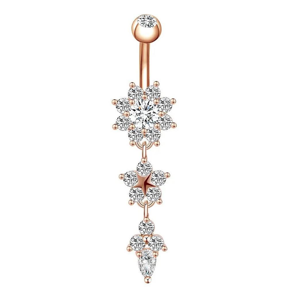 Stainless Steel Gold And Rose Gold Navel Ring, Body Piercing Jewelry For An Elegant Look