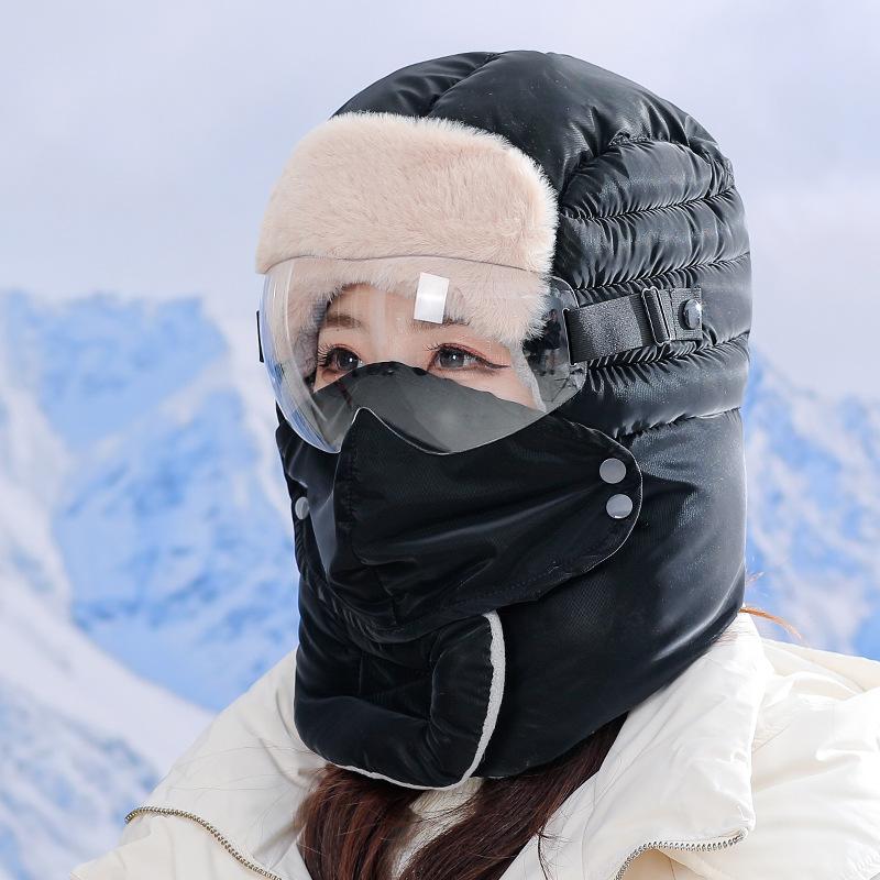 Windproof and Cold-proof, Lightning Front Hats for Men and Women, Thickened Warm, Ear Protection and Eye Protection, Motorcycle Riding Hats