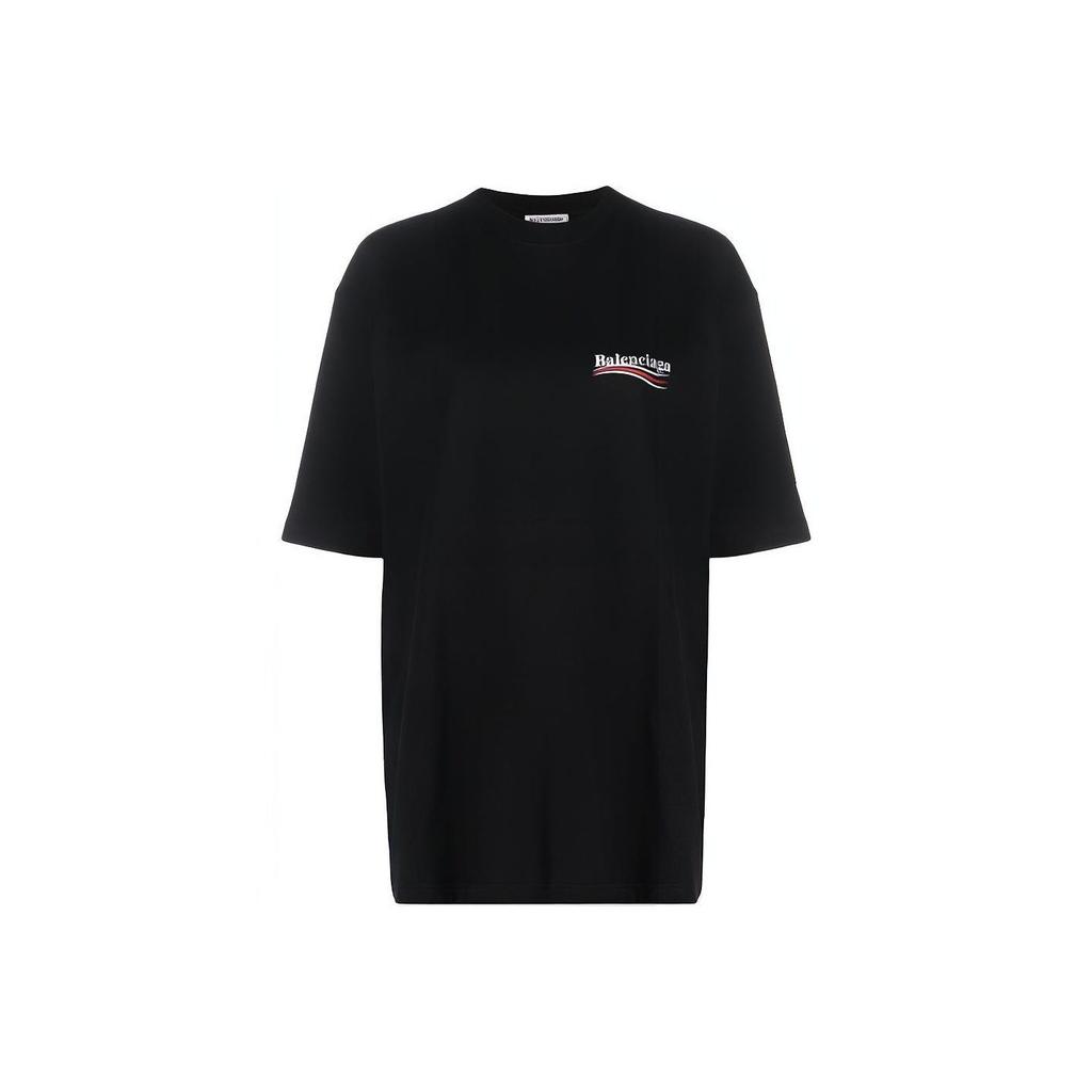 Balenciaga Political Campaign SS20 Drop Shoulder Sleeve T Shirt Women's Black Loose Fit Edition 620941TIV521070