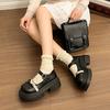 College Style Black Platform Small Leather Shoes Women's 2025 Summer New Japanese with Skirt Bow Mary Jane Single Shoes