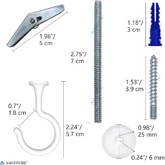 NACETURE 4 Pack Large Swag Ceiling Hooks for Hanging Plants - Heavy Duty Ceiling Hangers, Chandelier Hook Ceiling Tallation for Cavity Wall Fixing