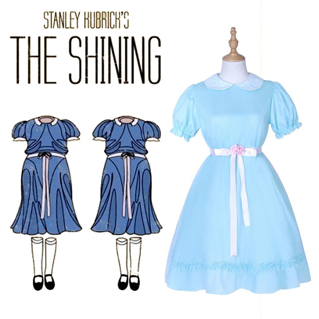 grady twins blue dress Dolls Kill Baby Doll Dress Outfit for Women- Scary Shining Twins Inspired Costume by Trickz N Treatz