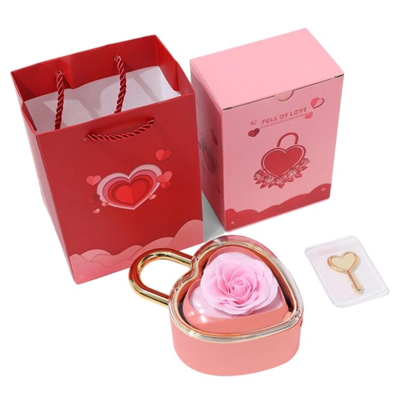 Decorative Heart Shaped Jewelry Gift Box with Key for Ring Presentation, Jewelry Storage, Vanity Display and Proposal Use