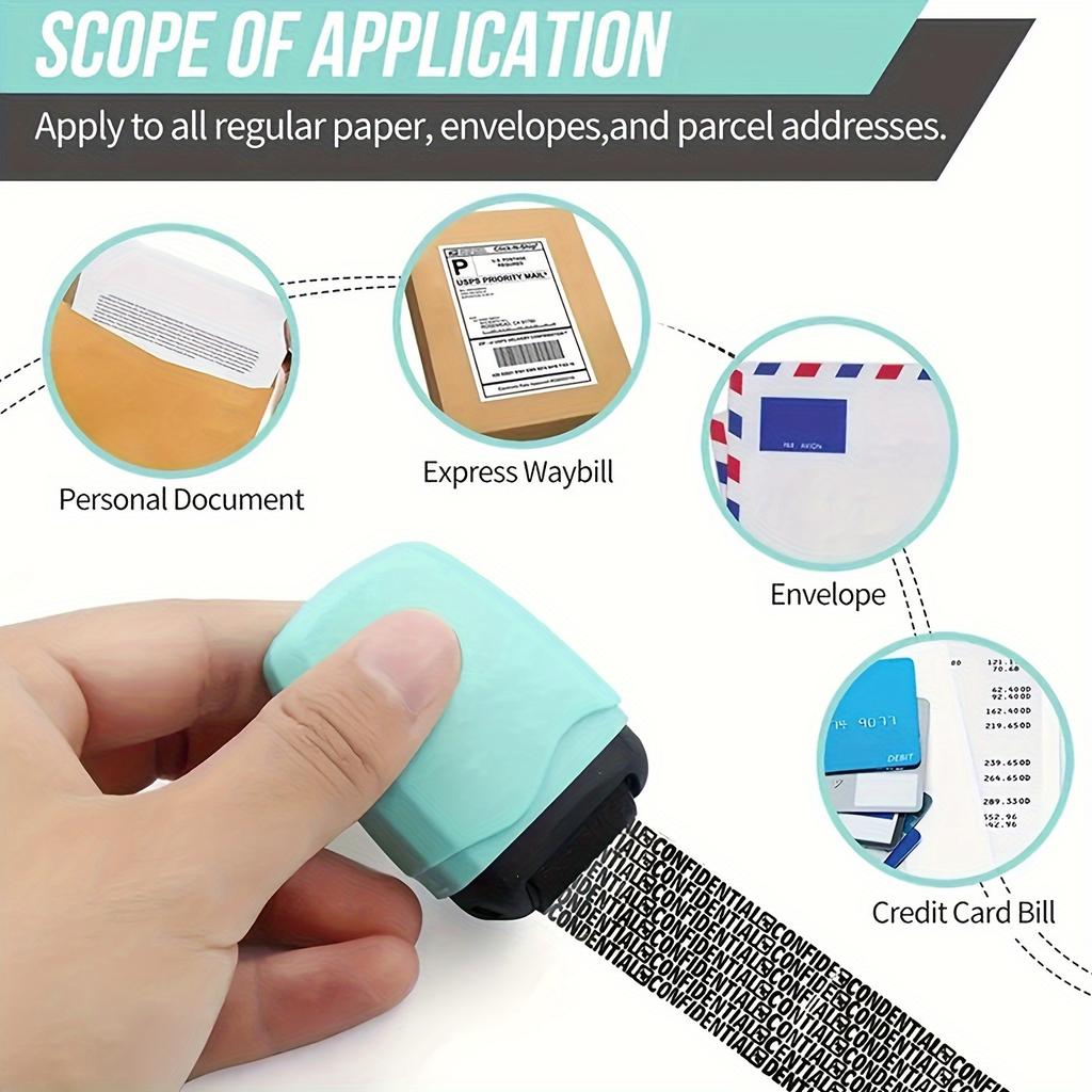 Identity Theft Prevention Roller Stamp - Secure Confidential Data, Privacy Guard Stamp with PP Material for Information