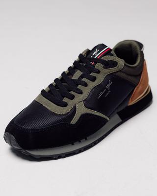 Zapatillas deportivas de hombre Restime 24030 41 ante textil caqui negro
