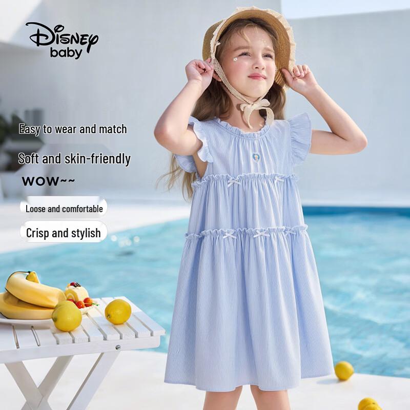 Disney Girls' Striped Flutter Sleeve Princess Dress