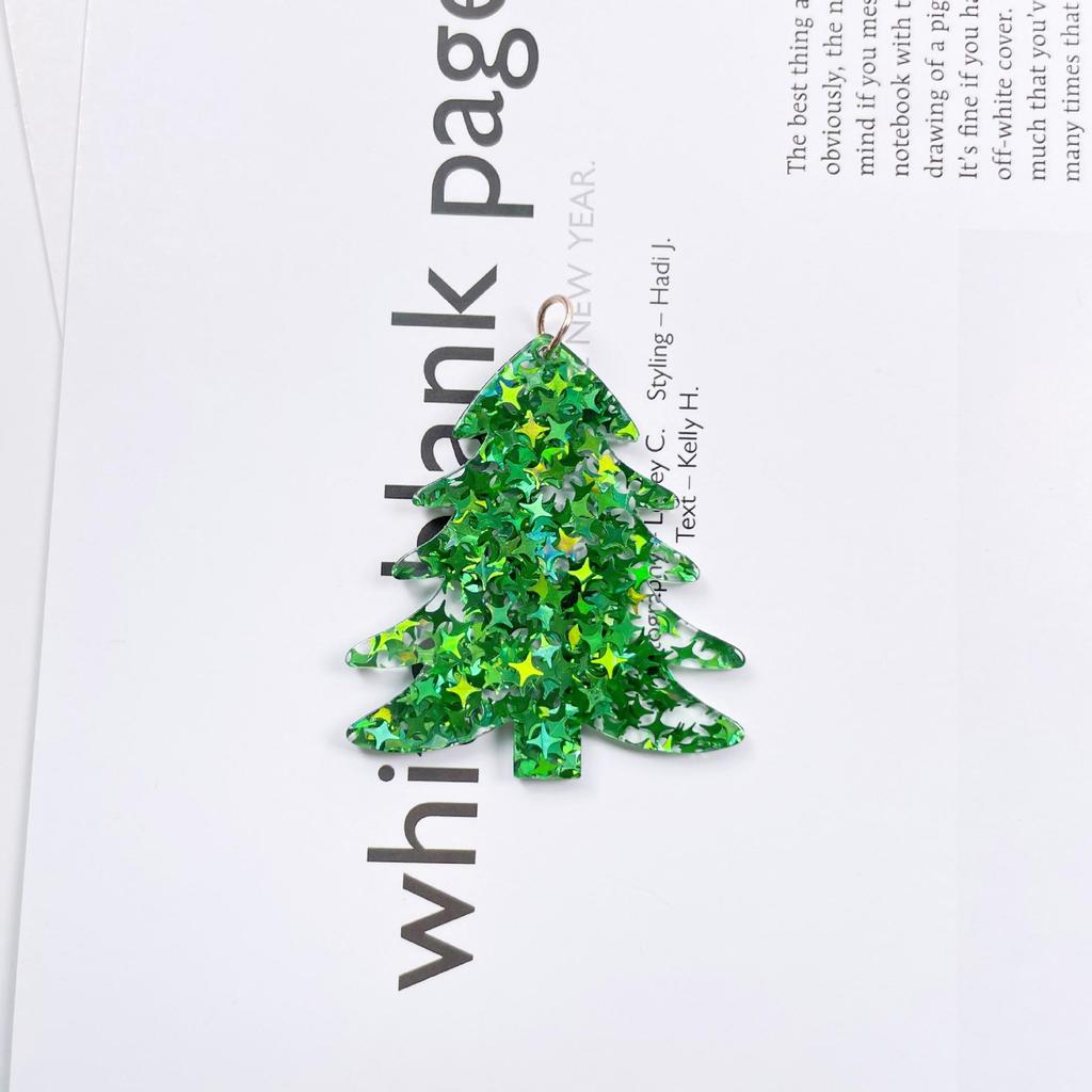 Acrylic Christmas Tree & Cactus Snowflake Earrings - DIY Keychain Charms, Holiday Jewelry