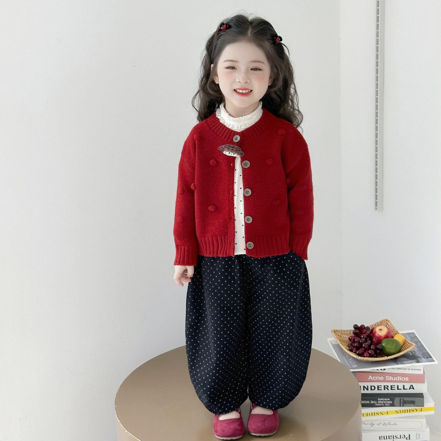 

Autumn 2025 Baby Girls Fashion: Sweater & Pants Three-Piece Set 100 cm