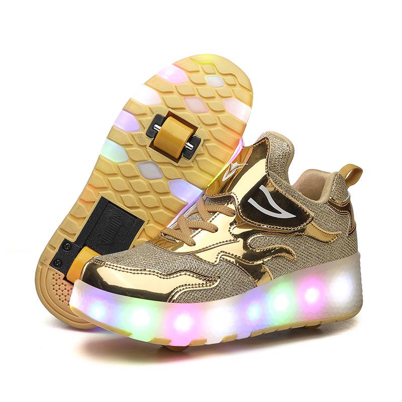 LED Light-Up Roller Shoes: Single/Double Wheel Wheeled Skates for Students
