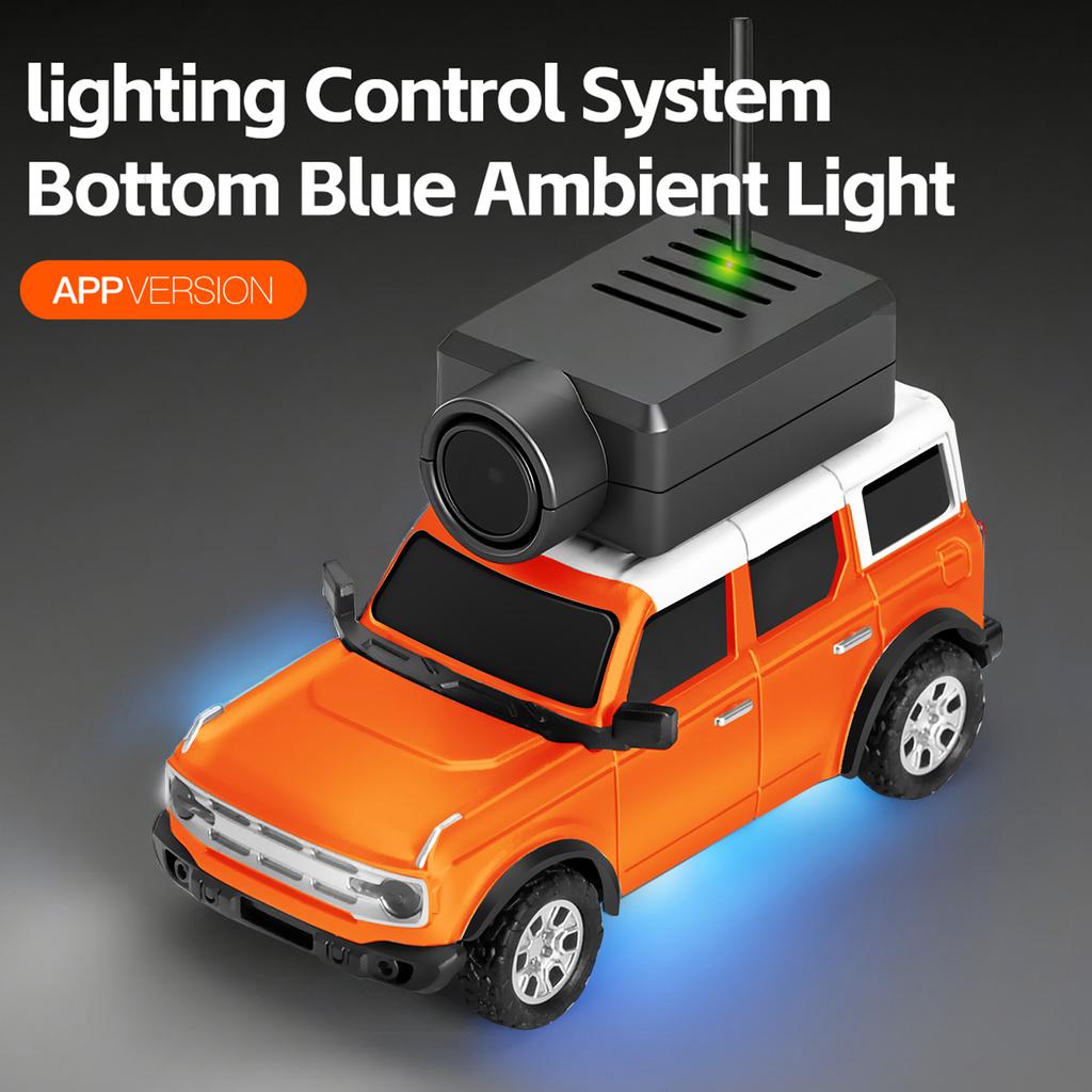 1:64 Mini RC Car, 2.4G FPV Remote Control Toy Car with HD Camera, Gyro, LED Ambient Light, APP Controlled Vehicle for