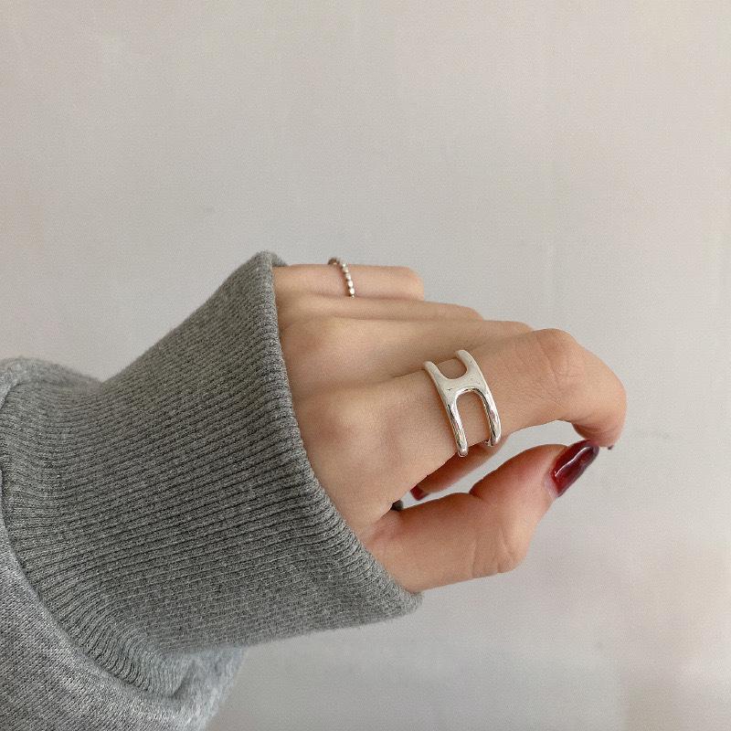 Retro Influencer Open Ring: S925 Sterling Silver I-Shape Cold Style Trendy Women's Fashion