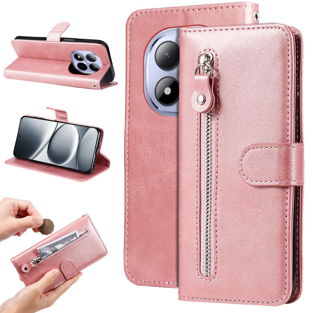 For Xiaomi Redmi Note 15 Pro 5G PU Leather Cases with Zipper Pocket Wallet Phone Cover Stand