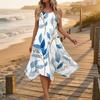 Ärmelloses Sommerkleid mit Blumenprint für Damen, Rundhalsausschnitt, unregelmäßiger Saum, mittellang, leicht, bequem