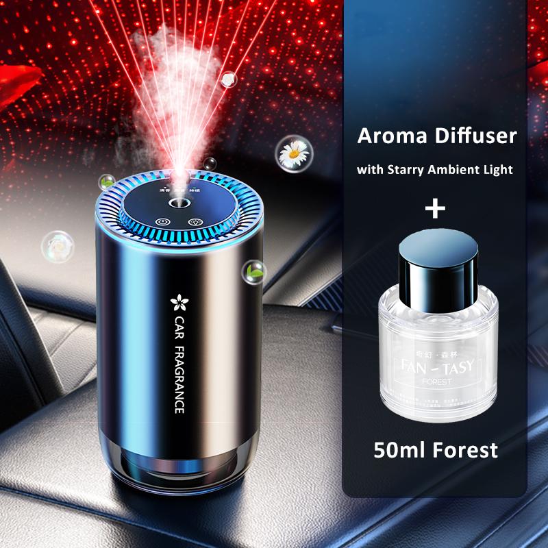 Diffusore di Aroma per Auto con Luce d'Ambiente Stellata a LED 50ml Profumo di Colonia Deodorante per Auto Aromatizzante per Auto Diffusori di Fragranza