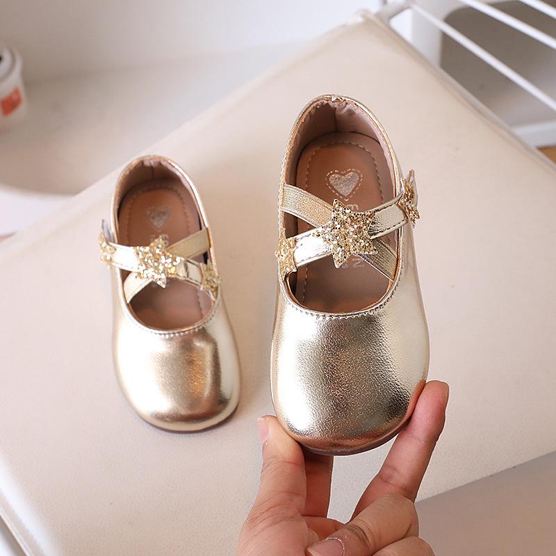 2026 Spring/Autumn Girls' Leather Star Dance Princess Shoes