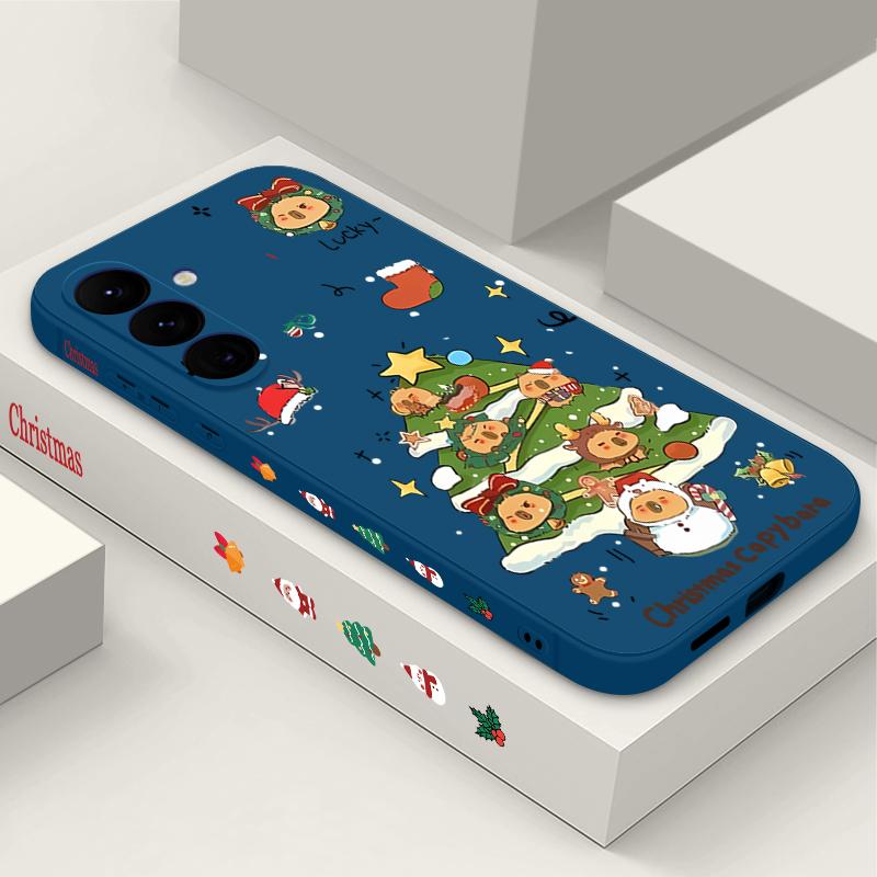 Christmas Tree Pattern Case For Samsung Galaxy S25 S24 Ultra S23 S22 Plus S21 FE A15 A16 A17 A26 A35 A36 A54 A55 A56 5G Lanyard Case Cover Funda