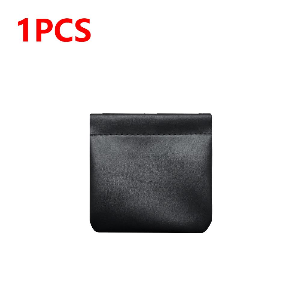 PU Leather Cosmetic Pouch Jewelry Storage Bag Self-Closing Portable Travel Bag Versatile Headphones Keys Storage Organizer Purse