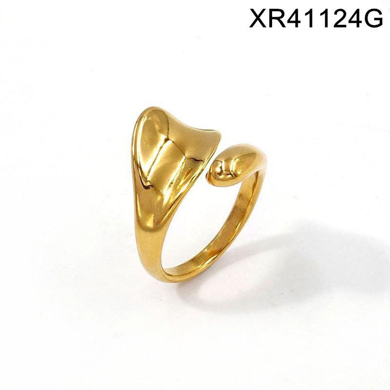 Unique Irregular-Shaped Open Ring for Women – European & American Style, Personalized Gold-Plated Titanium Steel