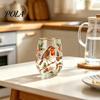Non-slip Curved Glass Cup, Egg Shape Clear Lead-Free Crystal Enamel Painted Golden Rim Elegant Gilded Vintage Drinking Tumbler, Large Capacity