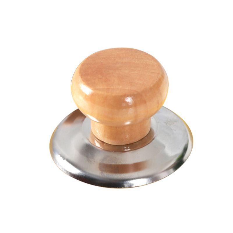 Universal Pot Lib Knobs Caps Wooden Heat-Resistant Anti-scald Cooking Pan Lid Covers Replacement Lifting Handle Kitchen Cookware Handgrip