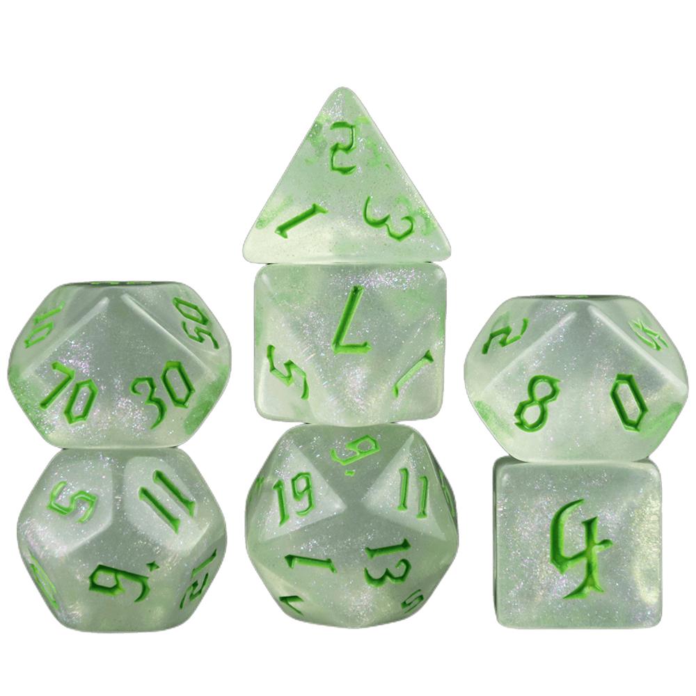 DND Dice 7pcs Game Dice Set Glitter Digital Polyhedral Dice for DND RPG Board Game Accessories