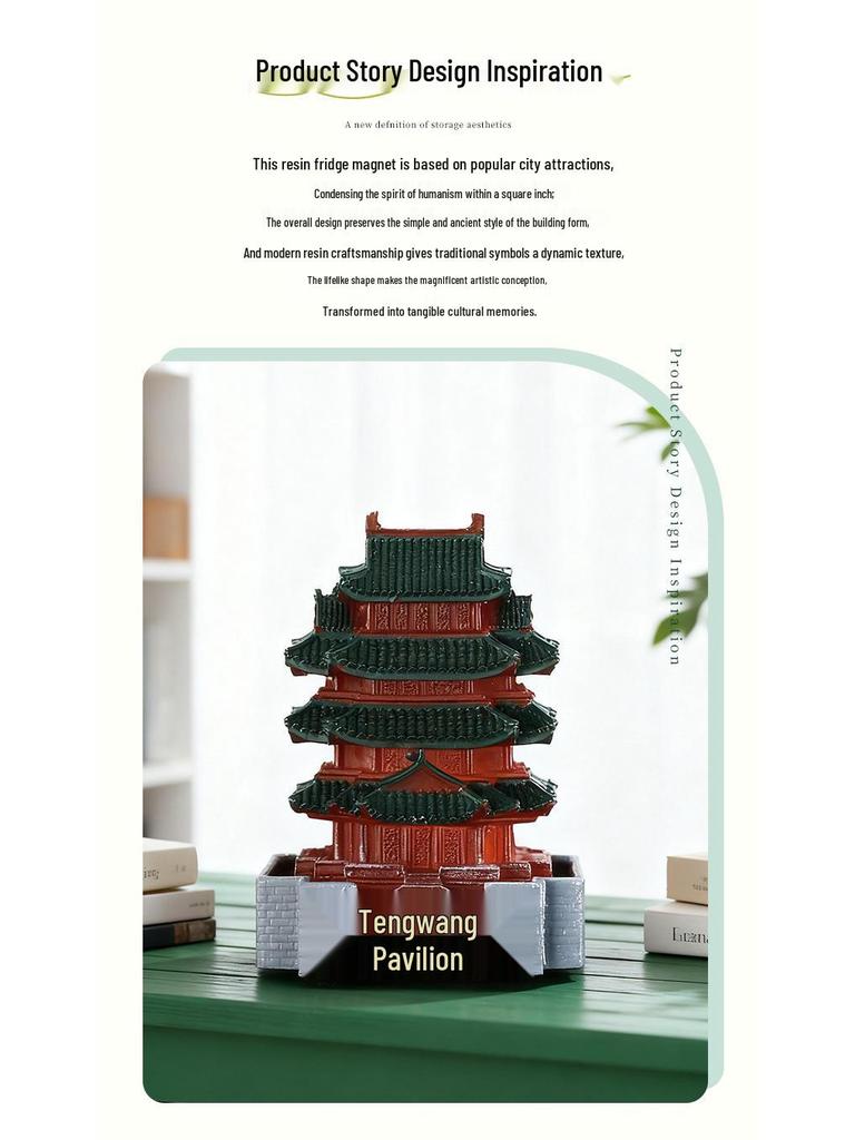 Tengwang-Pavillon 3D Leuchtender Harzmagnet - Chinesisches Antikes Architektur Souvenir.