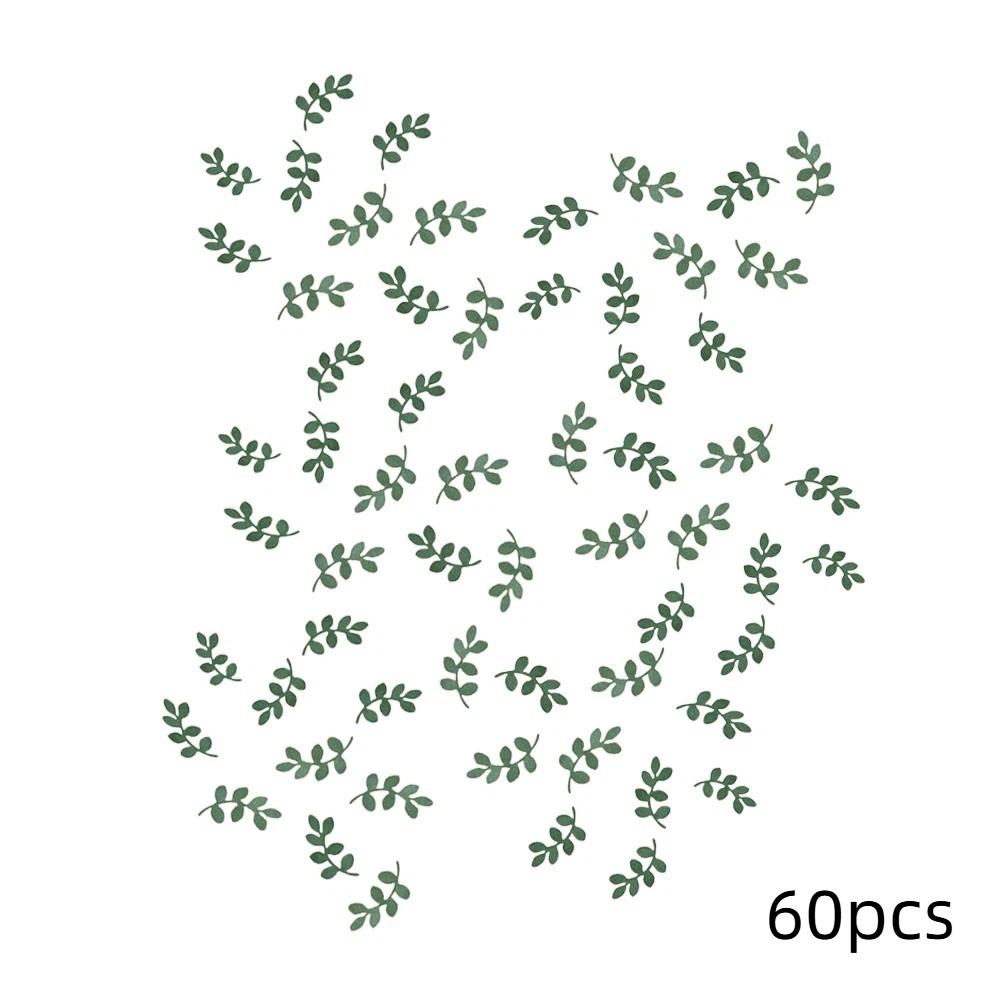 

60pcs DIY Green Leaves Confetti Party Supplies Venue Setup Props Happy Birthday Confetti Debris Scatterable Paper Scraps