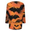 Modieuze casual damestop met driekwartmouwen en Halloweenprint, ronde hals.