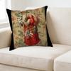 1Pc Vintage Style Cushion Cover Red Santa Claus Print Pillowcase For Sofa Bed Decorative Throw Case 45X45Cm