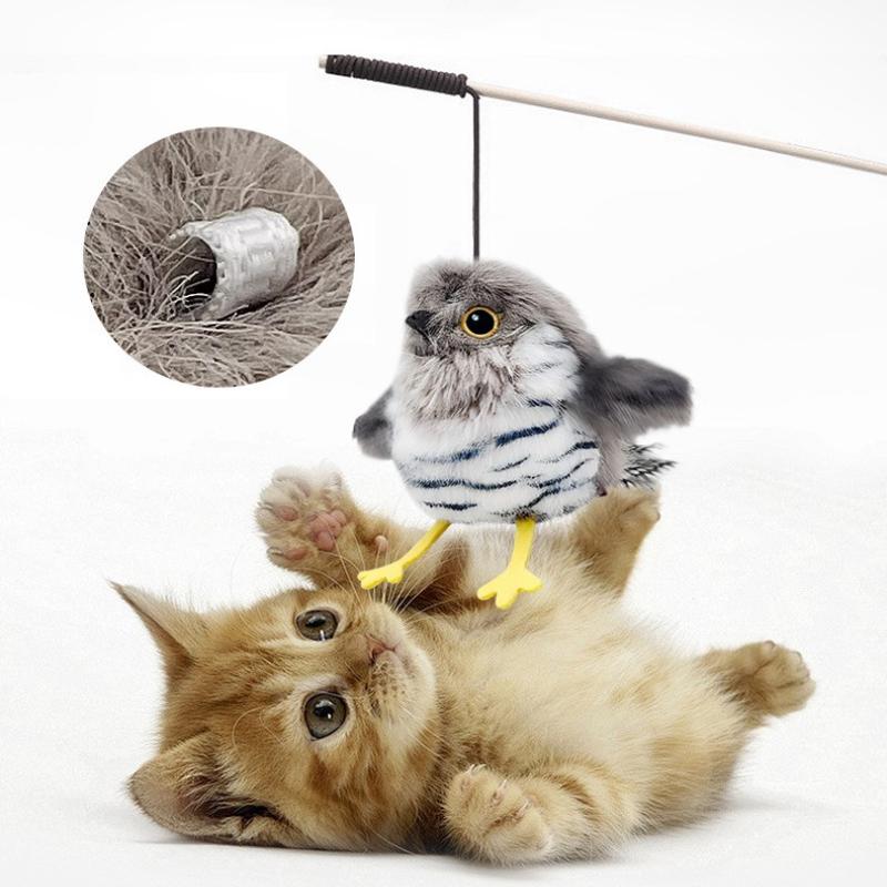 Pet Cat Realistic Bird-Sounding Toy Self-Entertaining And Entertaining Electric Cat Teaser