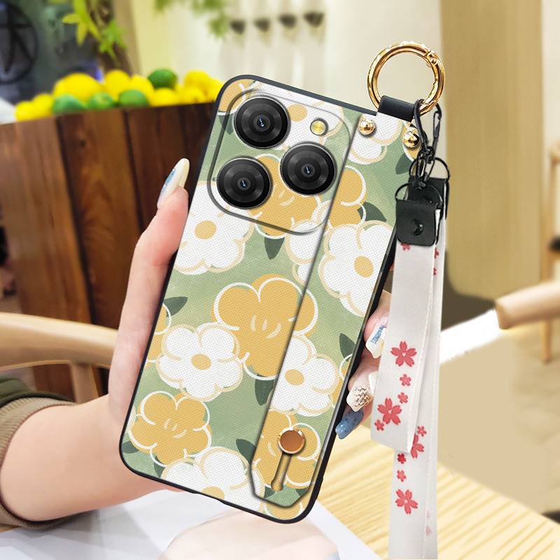 Waterproof Durable Phone Case For Blackview Shark9 5G Soft case Ring Oil Painting Protective Shockproof Wristband Flower