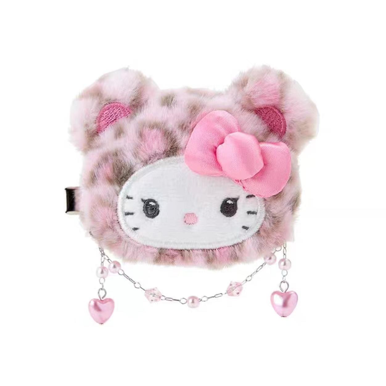 

Kawaii Cinnamoroll Leopard Print Stuffed Hairclip Cartoon Cute Girl Bangs Clip Sweet Kitty Cat Side Clamp Hairclip Kid S Gift
