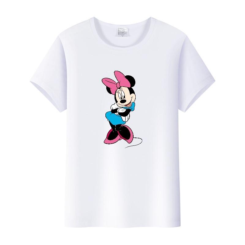 Kawaii Disney Cartoon Minnie Printed T Shirt Women Fashion Mickey Mouse White Oversized T Shirt Female Clothes Ladies T-shirts
