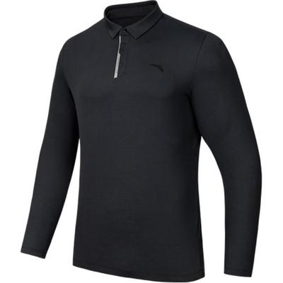 Training Series Solid Color Comfortable Breathable Versatile Casual Long Sleeve Polo Shirt Men Tops Black 152437405-3