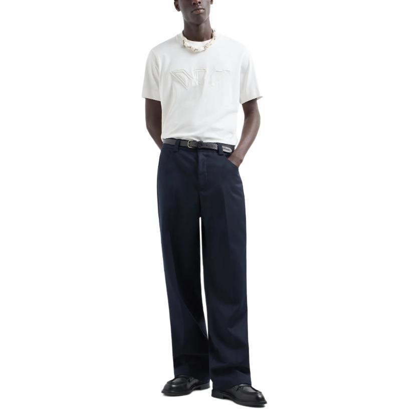 Emporio Armani Solid Color Logo Embroidered Round Neck Short Sleeve T-Shirt Men tops White 6D1TQ7-1JOCZ-01C7