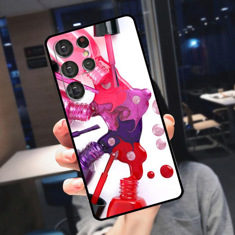 Cosmetics Nail Polish Cover For Samsung Galaxy S25 S24 S21 S22 S23 Ultra S9 S10 Plus S24 FE S21 FE Phone Case