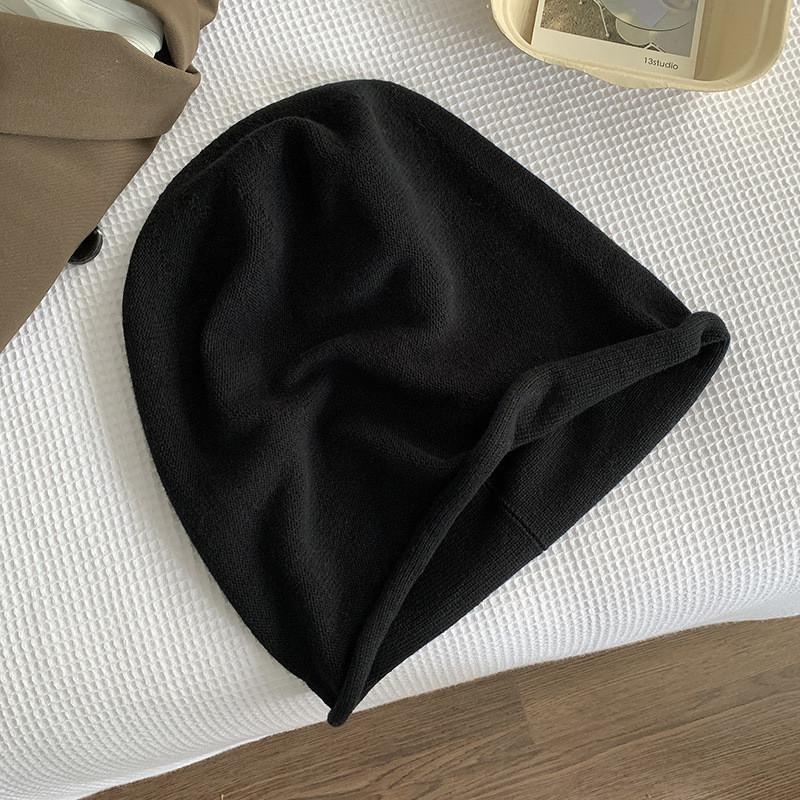 

Women s Winter Knit Beanie Hat With Round Top Warm And Windproof Retro Literary Style чорний