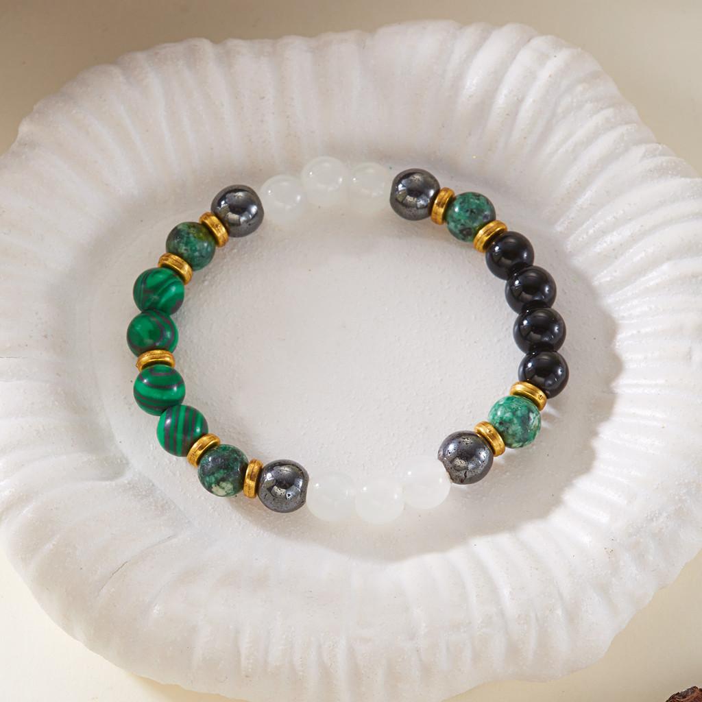 Geometric Stone Womens Bracelet Handmade Elastic Cord Minimalist Jewelry For Casual Wear