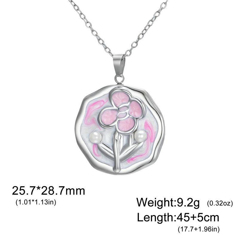 Women s Creative Irregular Pearl Flower Pendant Necklace Colorful Enamel Versatile Fashion Jewelry Accessory For Daily Wear