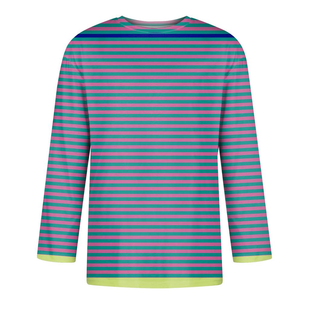 T-shirt à manches trois-quarts et col rond de couleur unie pour homme