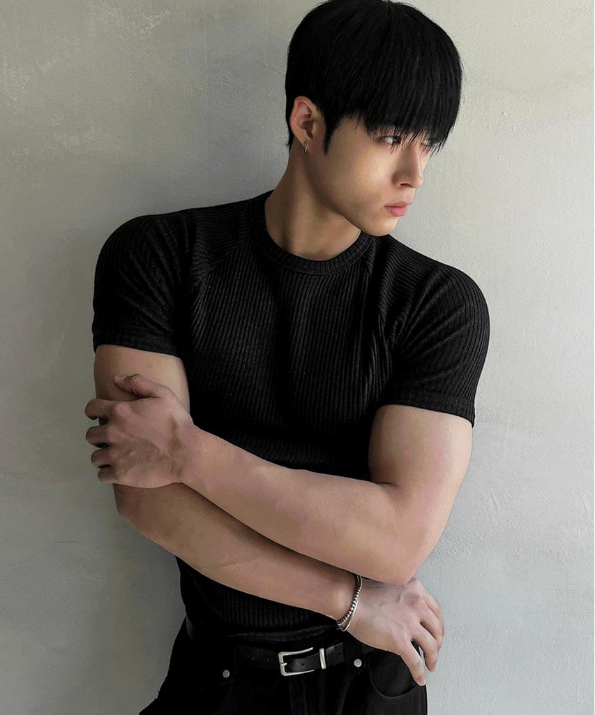 Siaosiko Muscle Fit Round Short Sleeve Knit