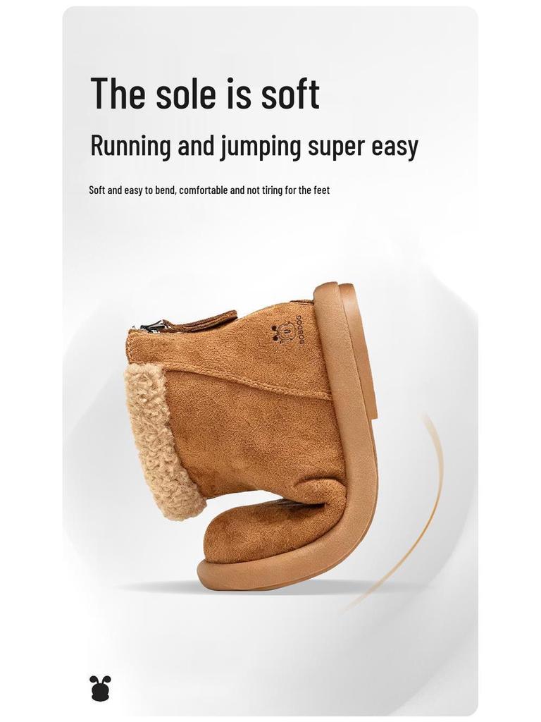 Girls' Martin Ankle Boots - Stylish, Velvet-Lined Leather for Autumn/Winter 2025