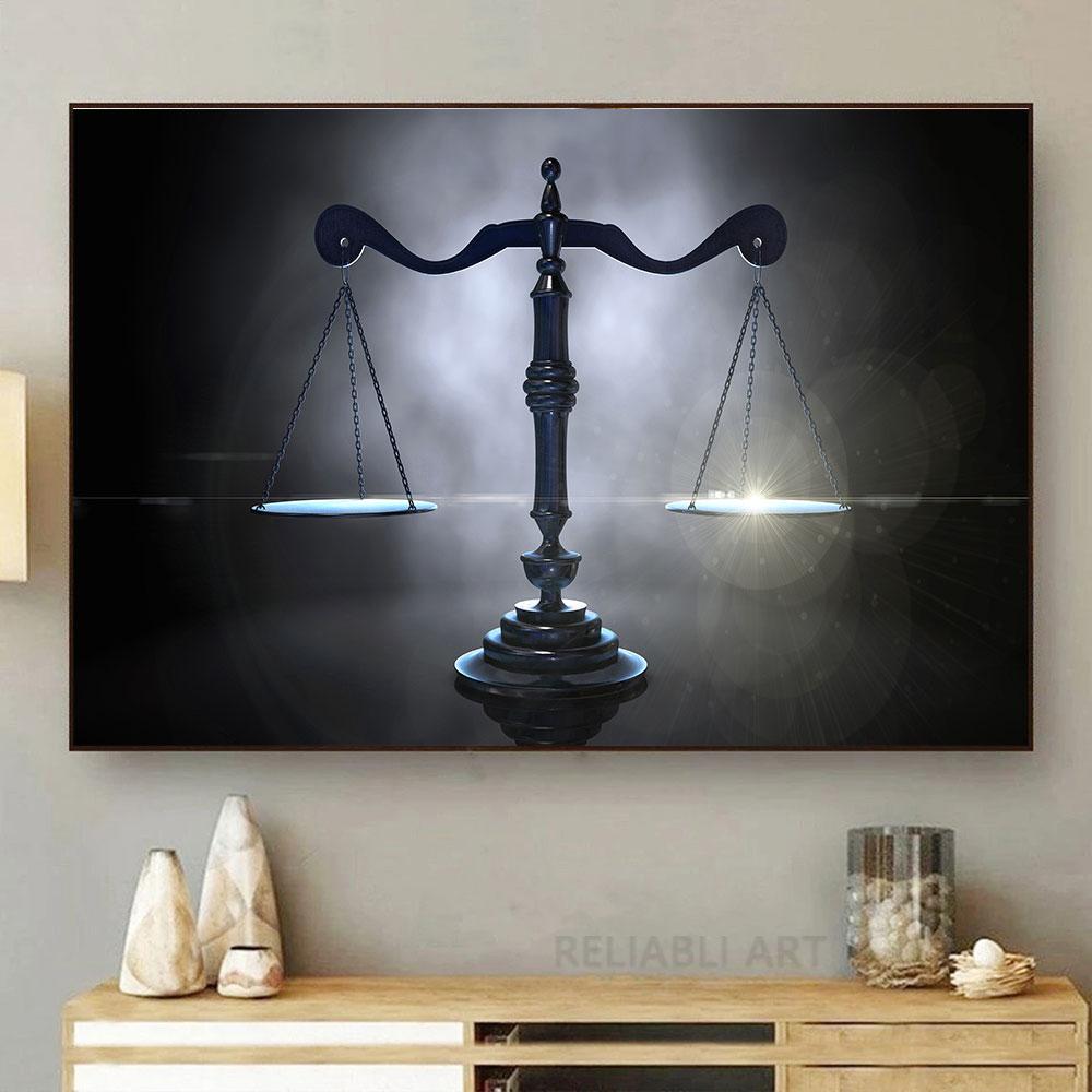 Vintage Lady Justice Canvas Prints Balance Scales HD Pictures Canvas Painting Posters Wall Art Lawyer Office Decor Lawyer Gift